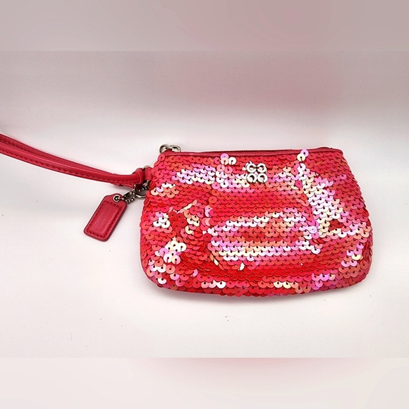 Coach pretty pink sequin wristlet like new! - Picture 7 of 9